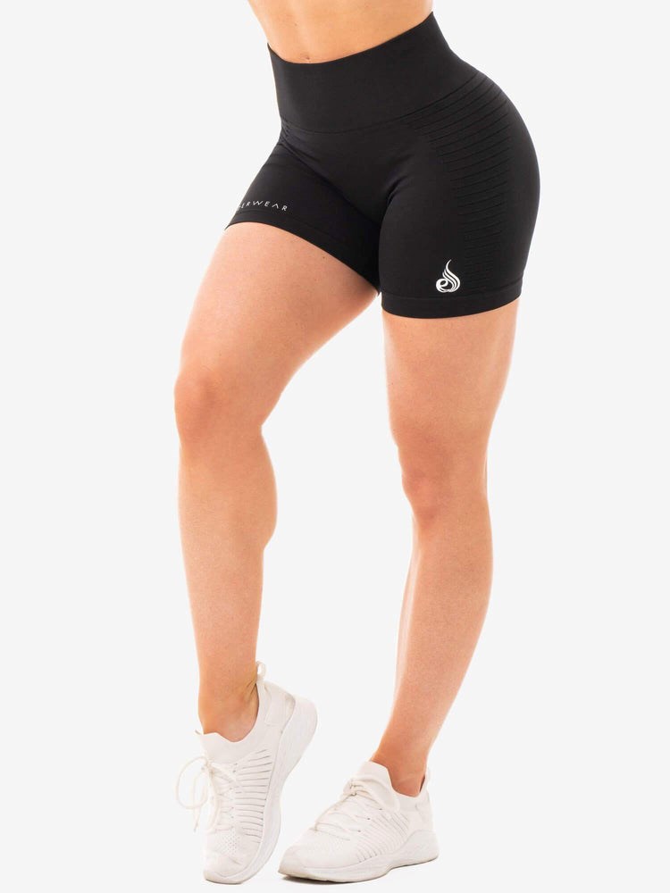 Ryderwear Geo Seamless High Waisted Shorts Svarta | DMO-417268