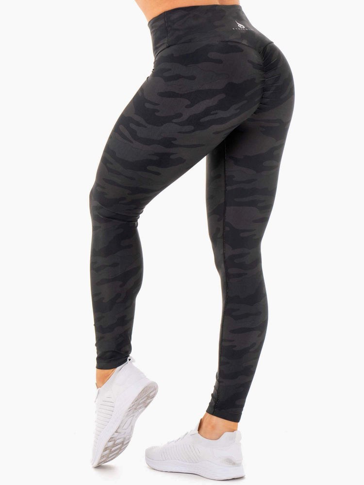 Ryderwear High Waisted Camo Leggings Svarta Camo | ZEG-278510