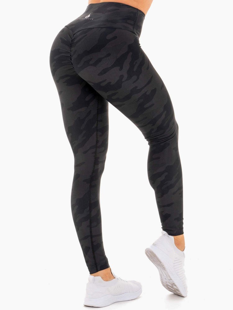 Ryderwear High Waisted Camo Leggings Svarta Camo | ZEG-278510