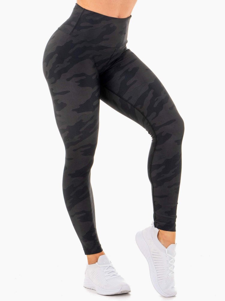 Ryderwear High Waisted Camo Leggings Svarta Camo | ZEG-278510