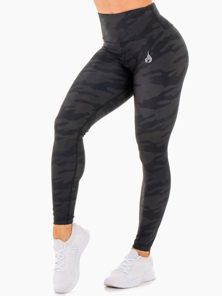 Ryderwear High Waisted Camo Leggings Svarta Camo | ZEG-278510