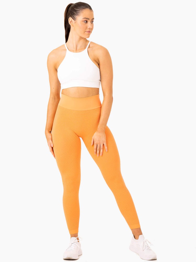 Ryderwear Honeycomb Scrunch Seamless Leggings Mango | JHX-039678