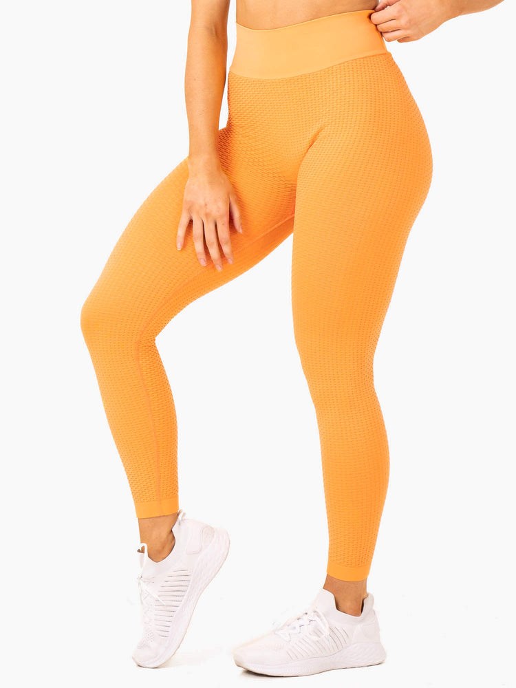 Ryderwear Honeycomb Scrunch Seamless Leggings Mango | JHX-039678