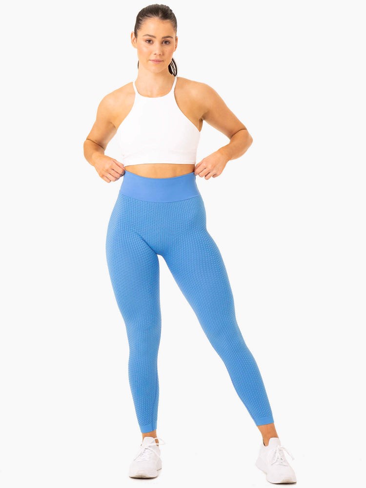 Ryderwear Honeycomb Scrunch Seamless Leggings Blå | KVS-790835