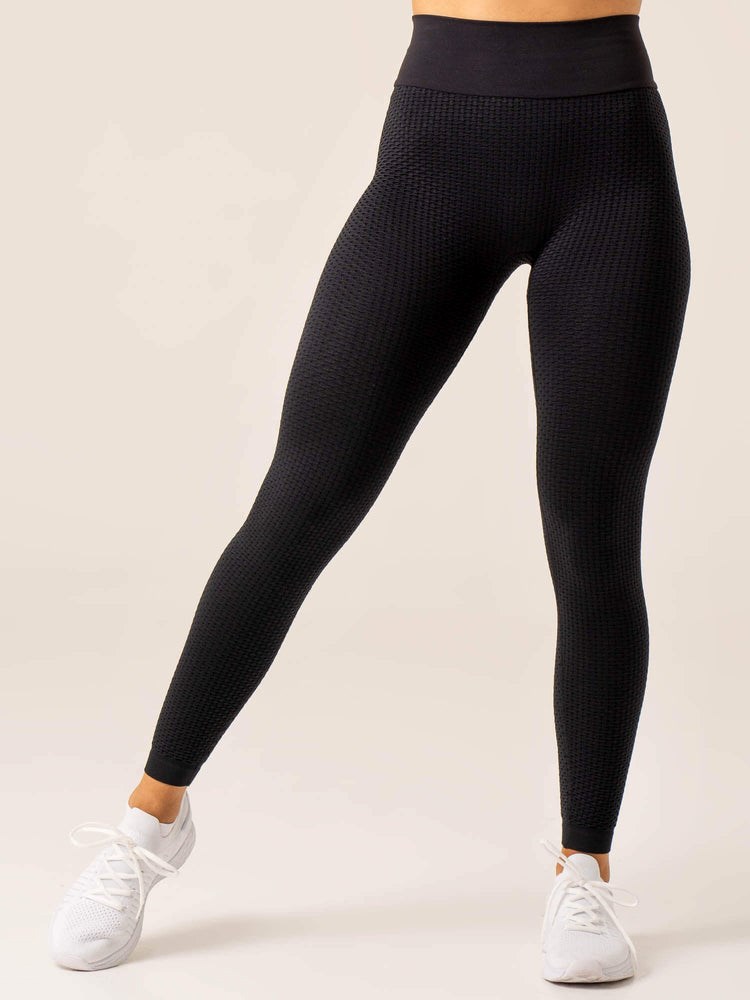 Ryderwear Honeycomb Scrunch Seamless Leggings Svarta | KZY-293801