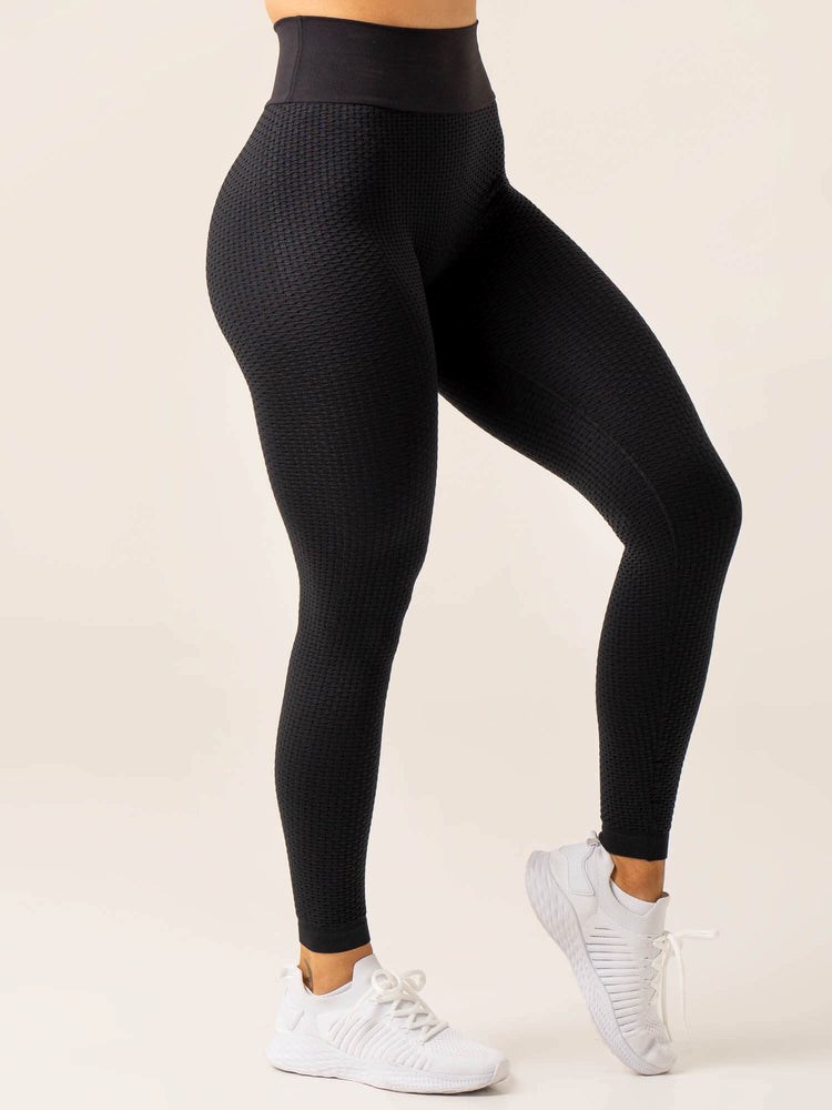 Ryderwear Honeycomb Scrunch Seamless Leggings Svarta | KZY-293801