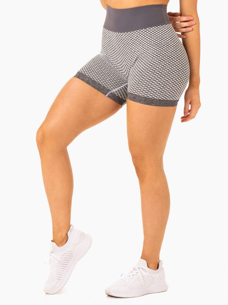 Ryderwear Honeycomb Scrunch Seamless Shorts Grå | BTH-956423