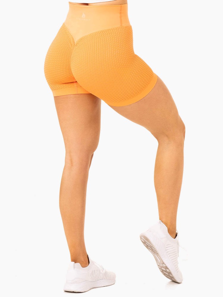 Ryderwear Honeycomb Scrunch Seamless Shorts Mango | ORE-605318