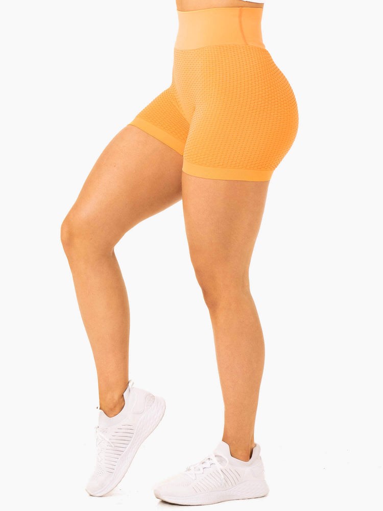 Ryderwear Honeycomb Scrunch Seamless Shorts Mango | ORE-605318