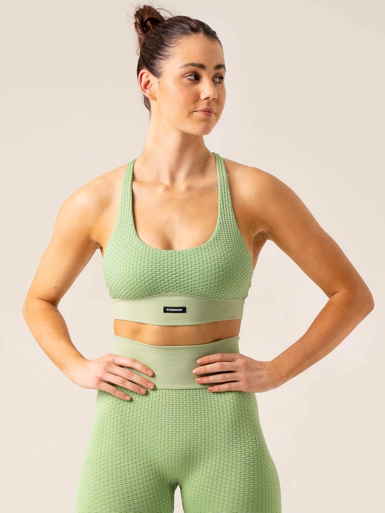 Ryderwear Honeycomb Seamless Sports Bra Sage | BLO-241069