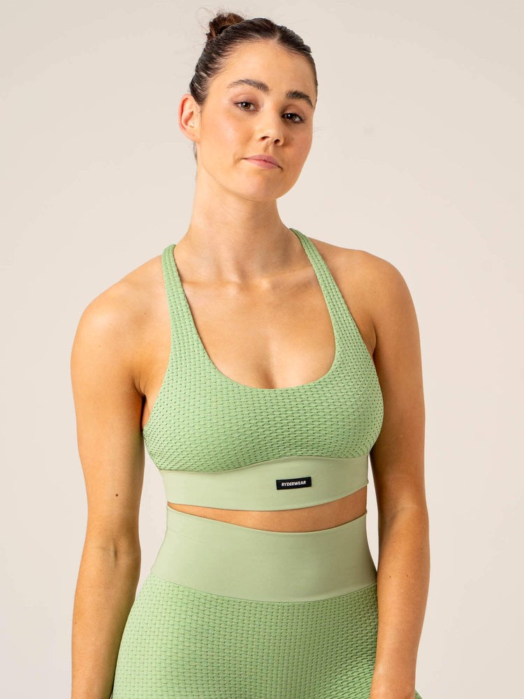 Ryderwear Honeycomb Seamless Sports Bra Sage | BLO-241069