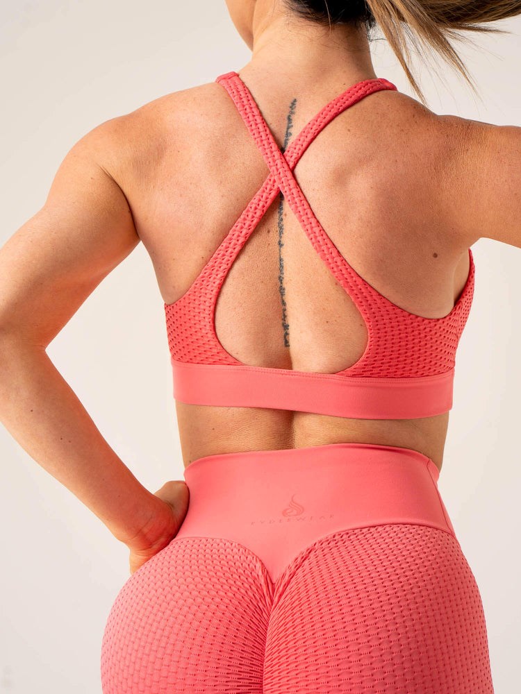 Ryderwear Honeycomb Seamless Sports Bra Korall Rosa | VJB-492361