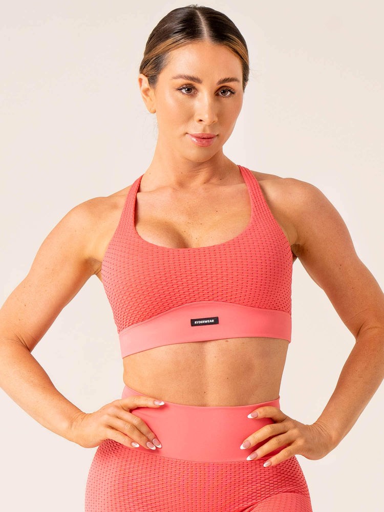 Ryderwear Honeycomb Seamless Sports Bra Korall Rosa | VJB-492361