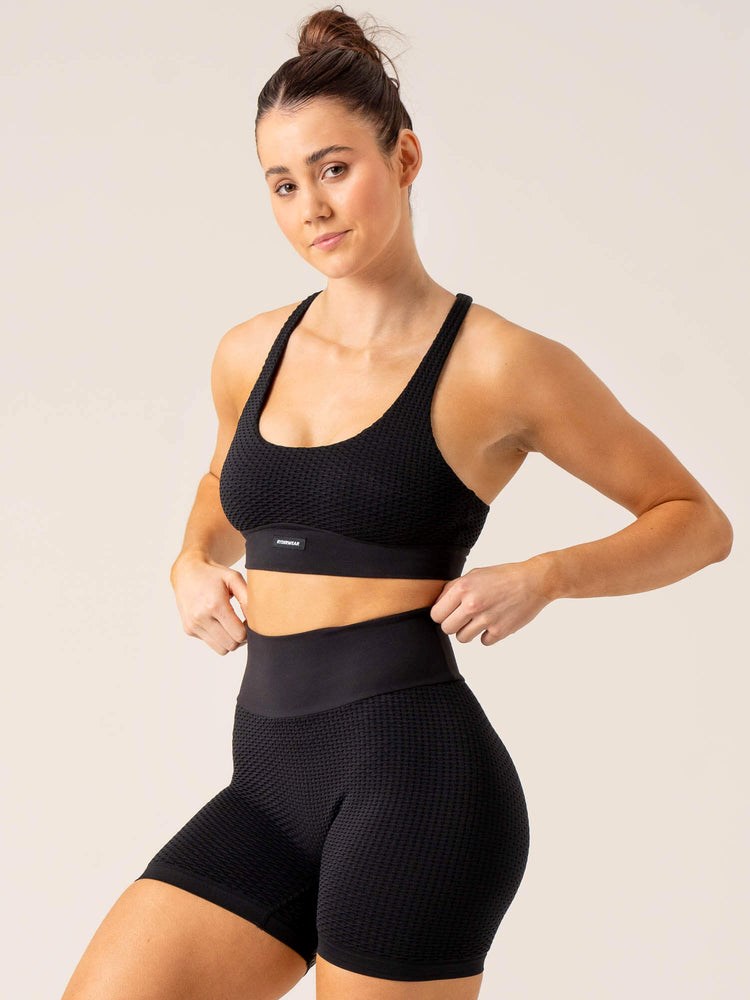 Ryderwear Honeycomb Seamless Sports Bra Svarta | WZB-584719