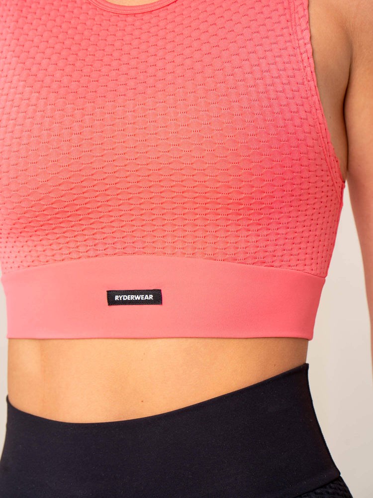 Ryderwear Honeycomb Seamless Tank Korall Rosa | TRS-401952