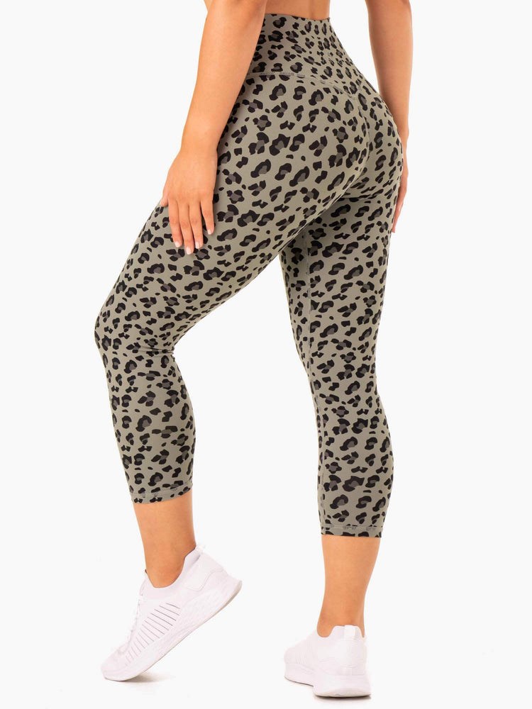 Ryderwear Hybrid 7/8 Leggings Khaki Leopard | JCT-694157