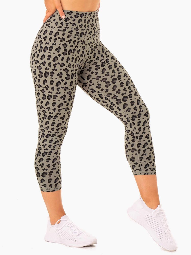 Ryderwear Hybrid 7/8 Leggings Khaki Leopard | JCT-694157