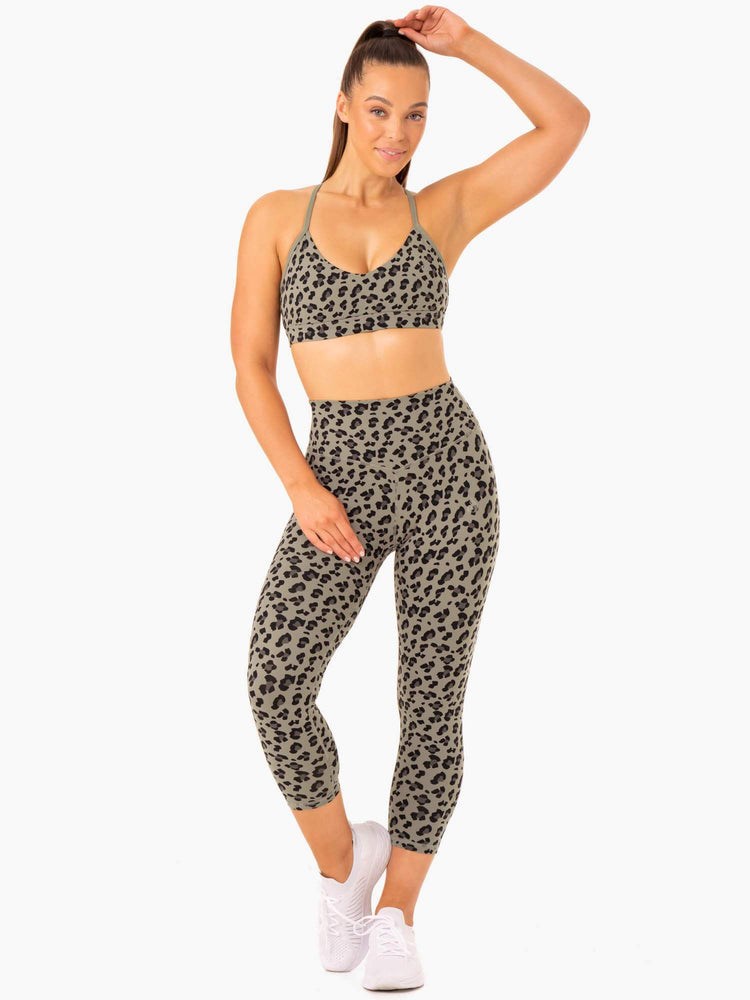 Ryderwear Hybrid 7/8 Leggings Khaki Leopard | JCT-694157