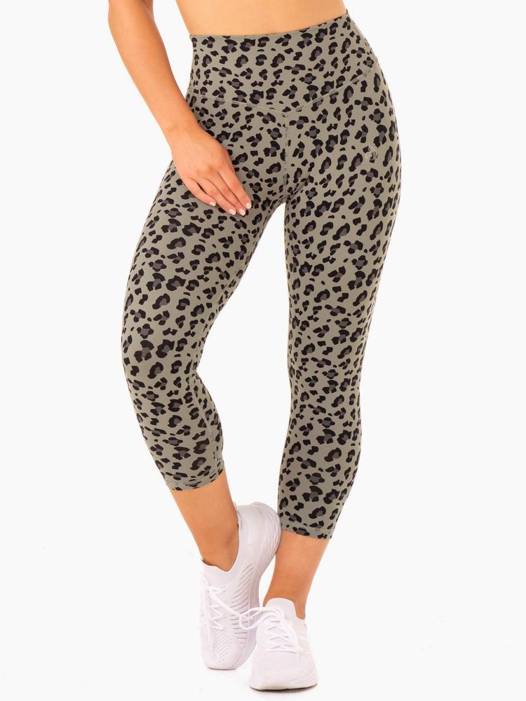 Ryderwear Hybrid 7/8 Leggings Khaki Leopard | JCT-694157