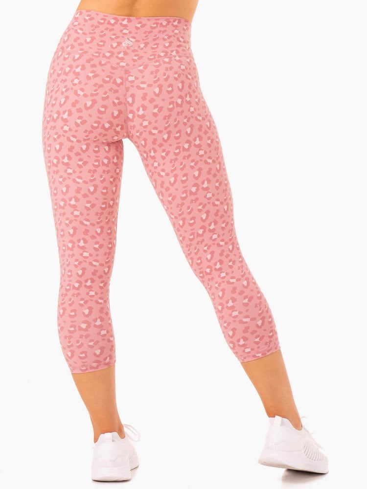 Ryderwear Hybrid 7/8 Leggings Rosa Leopard | KNW-137624