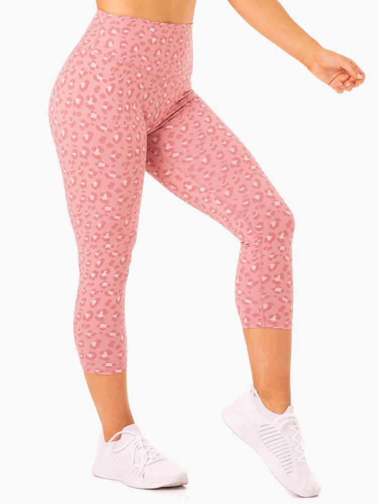 Ryderwear Hybrid 7/8 Leggings Rosa Leopard | KNW-137624