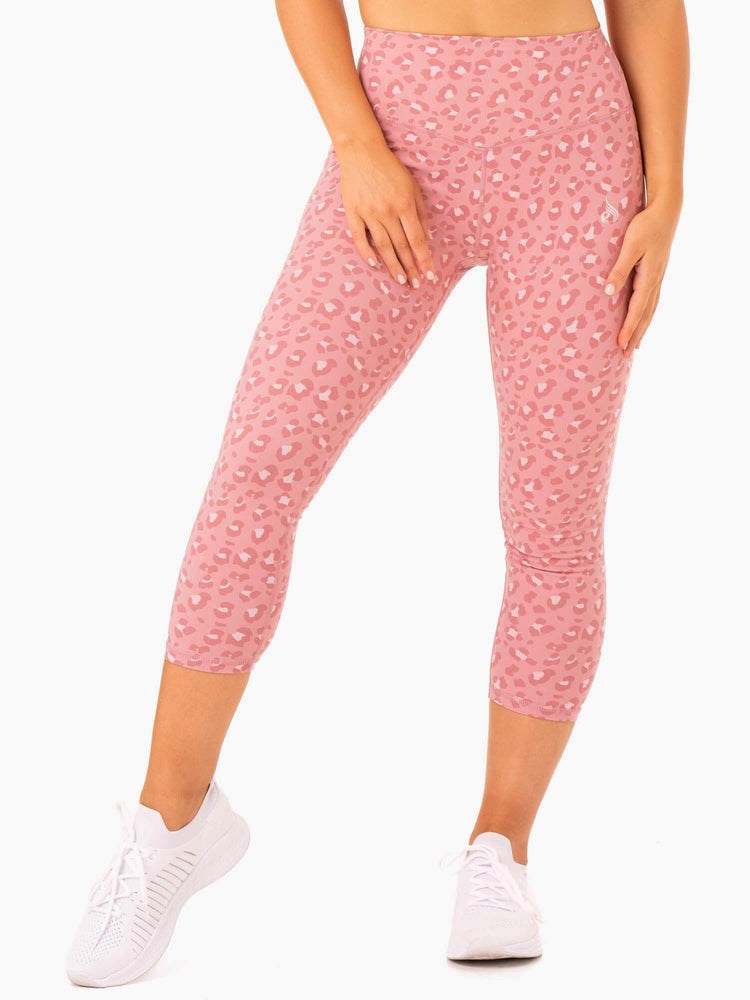 Ryderwear Hybrid 7/8 Leggings Rosa Leopard | KNW-137624