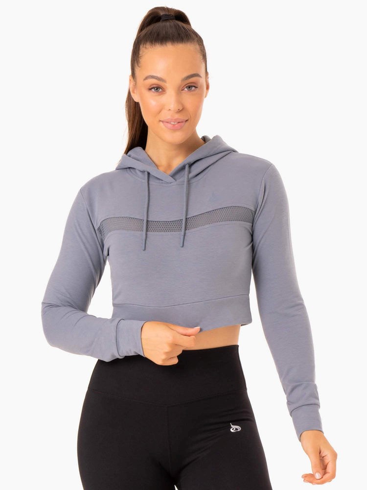 Ryderwear Hybrid Fitted Hoodie Blå | ITF-931706