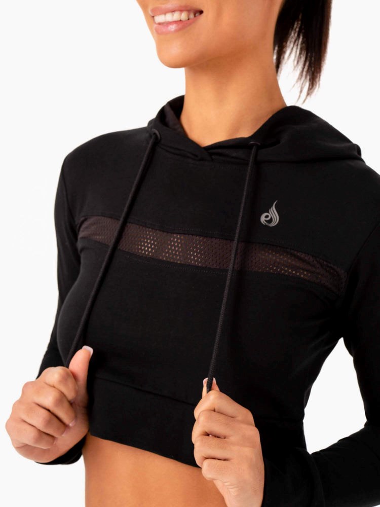 Ryderwear Hybrid Fitted Hoodie Svarta | NKP-201379