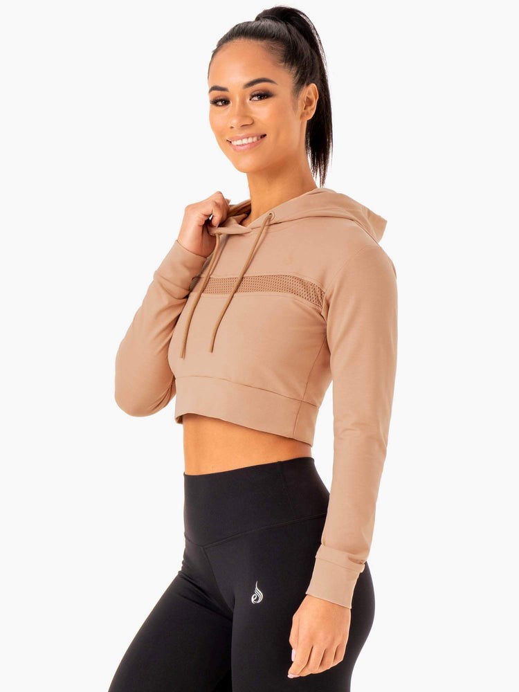 Ryderwear Hybrid Fitted Hoodie Tan | TGH-830641