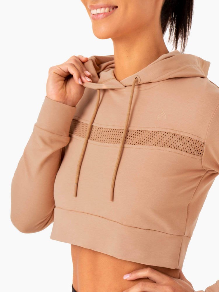 Ryderwear Hybrid Fitted Hoodie Tan | TGH-830641