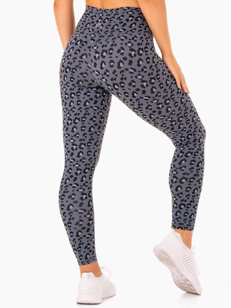 Ryderwear Hybrid Full Length Leggings Blå Leopard | AJY-806517