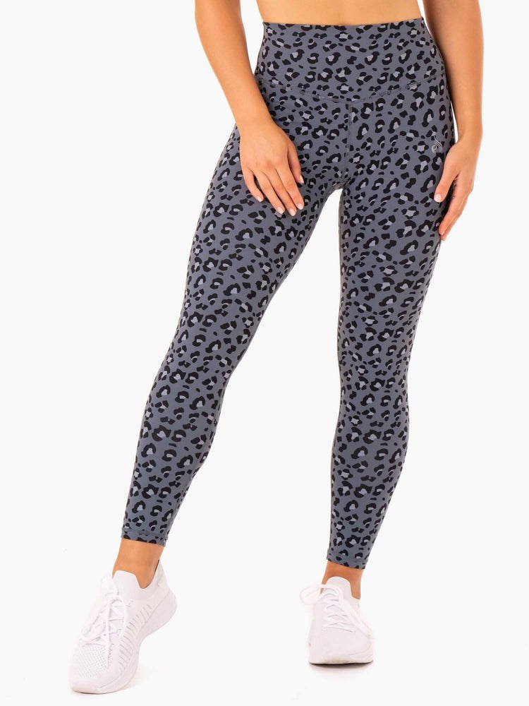 Ryderwear Hybrid Full Length Leggings Blå Leopard | AJY-806517