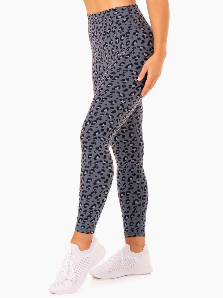 Ryderwear Hybrid Full Length Leggings Blå Leopard | AJY-806517