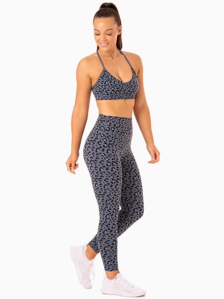 Ryderwear Hybrid Full Length Leggings Blå Leopard | AJY-806517