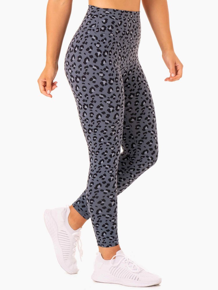 Ryderwear Hybrid Full Length Leggings Blå Leopard | AJY-806517