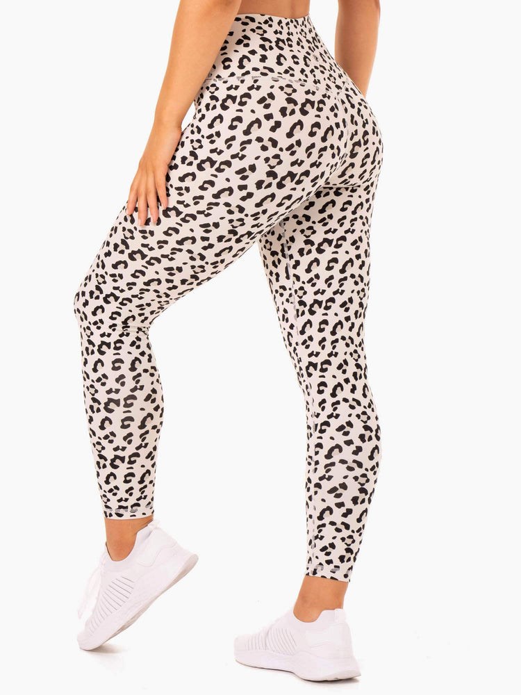 Ryderwear Hybrid Full Length Leggings Leopard | DIB-516079