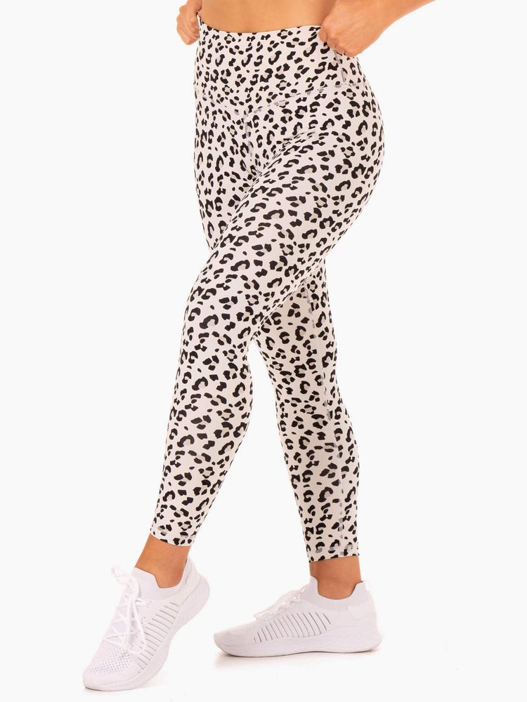 Ryderwear Hybrid Full Length Leggings Leopard | DIB-516079