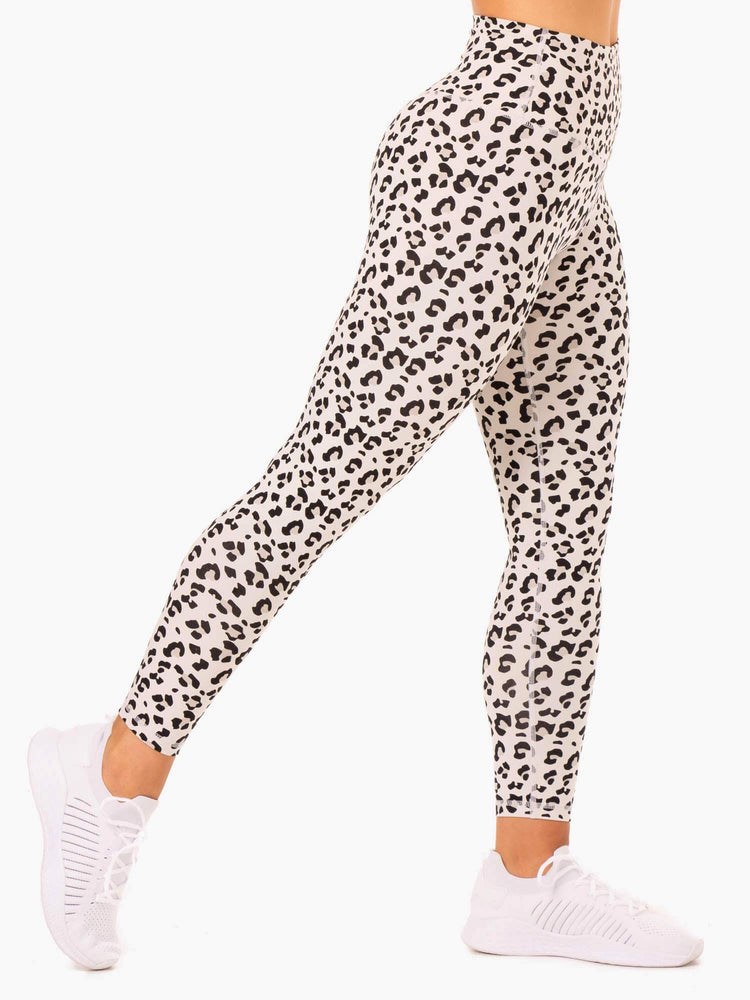 Ryderwear Hybrid Full Length Leggings Leopard | DIB-516079