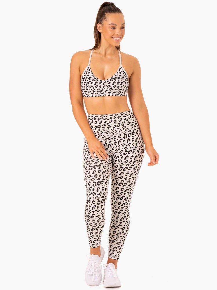 Ryderwear Hybrid Full Length Leggings Leopard | DIB-516079