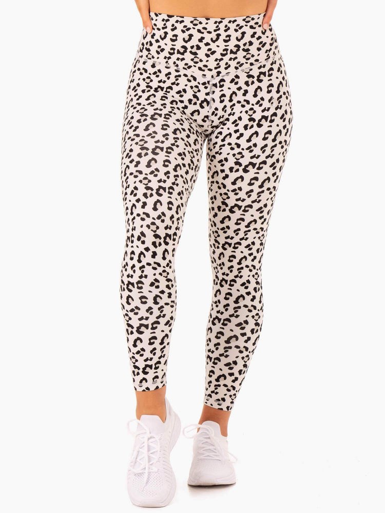 Ryderwear Hybrid Full Length Leggings Leopard | DIB-516079