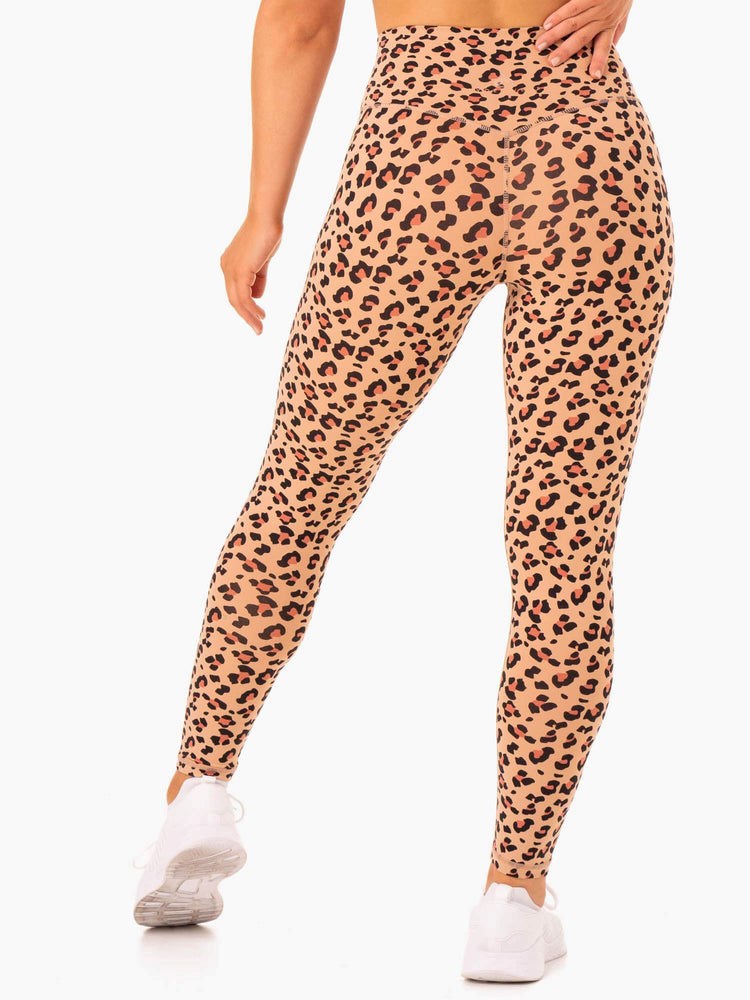 Ryderwear Hybrid Full Length Leggings Leopard | FRD-703941