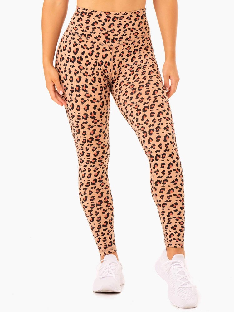 Ryderwear Hybrid Full Length Leggings Leopard | FRD-703941