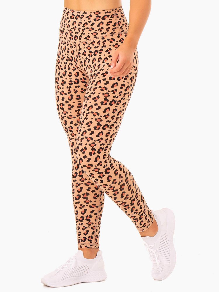 Ryderwear Hybrid Full Length Leggings Leopard | FRD-703941