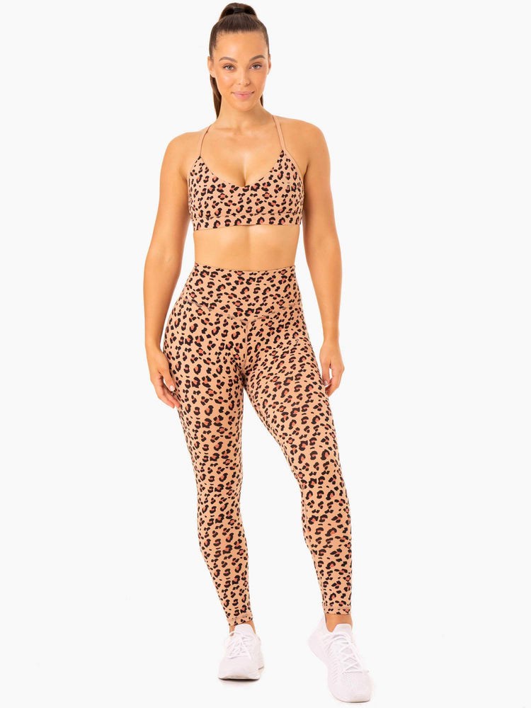 Ryderwear Hybrid Full Length Leggings Leopard | FRD-703941