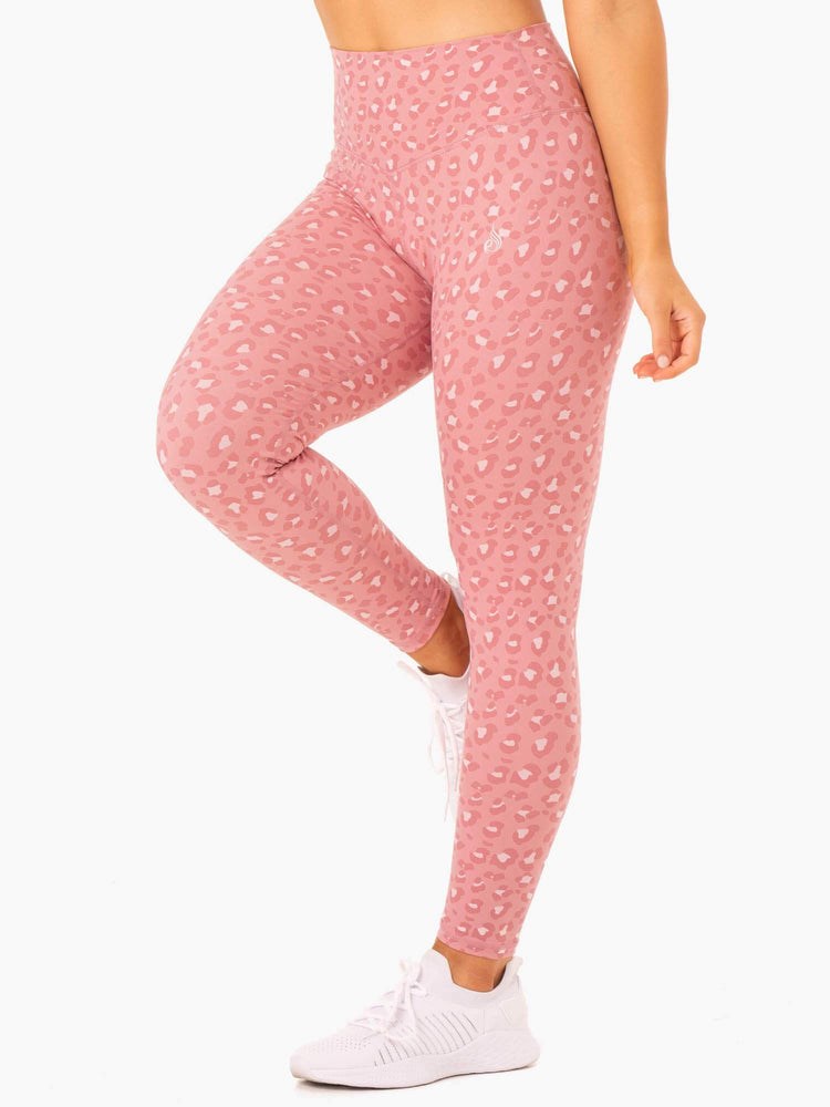 Ryderwear Hybrid Full Length Leggings Rosa Leopard | LJG-275980