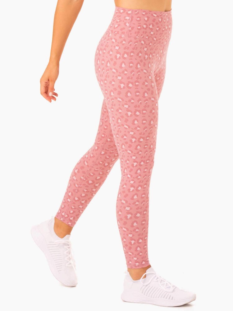 Ryderwear Hybrid Full Length Leggings Rosa Leopard | LJG-275980