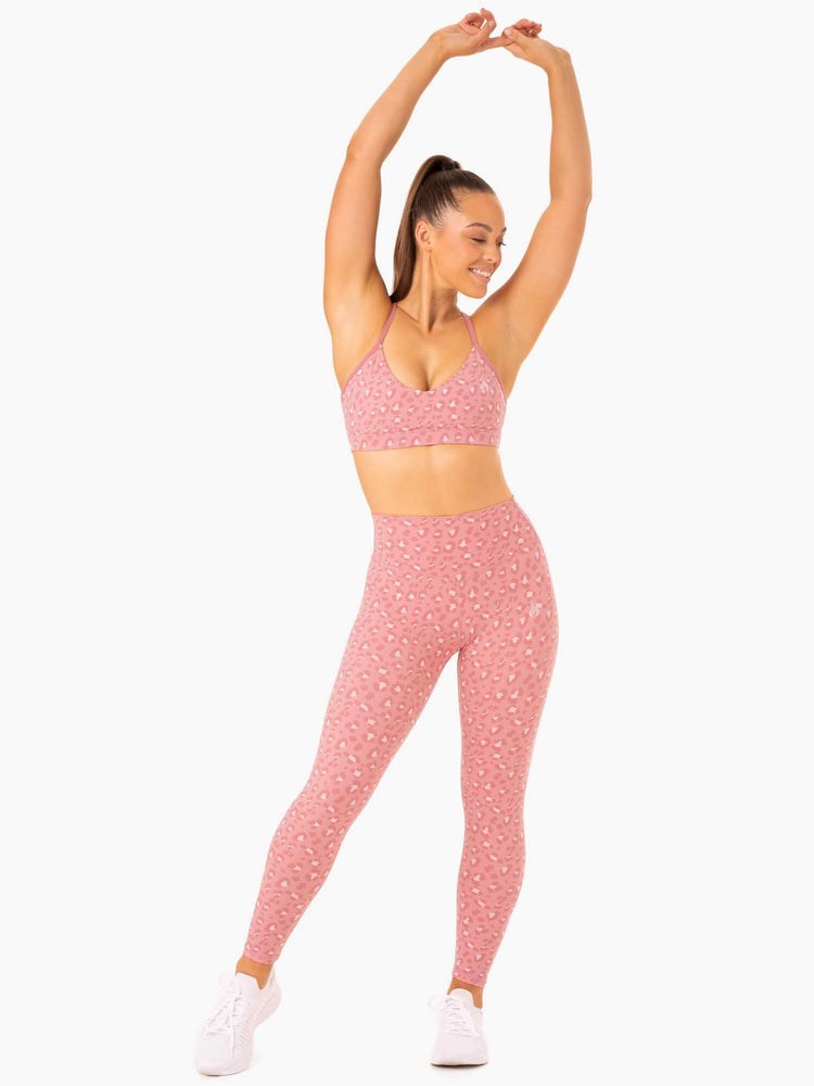 Ryderwear Hybrid Full Length Leggings Rosa Leopard | LJG-275980