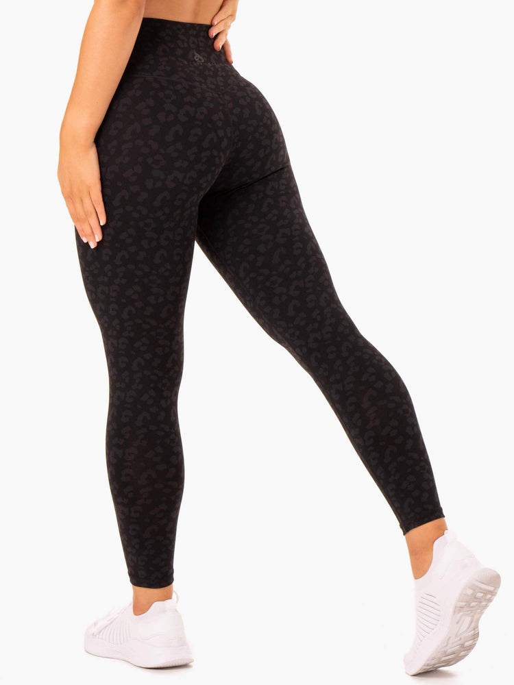 Ryderwear Hybrid Full Length Leggings Svarta Leopard | YMJ-970825