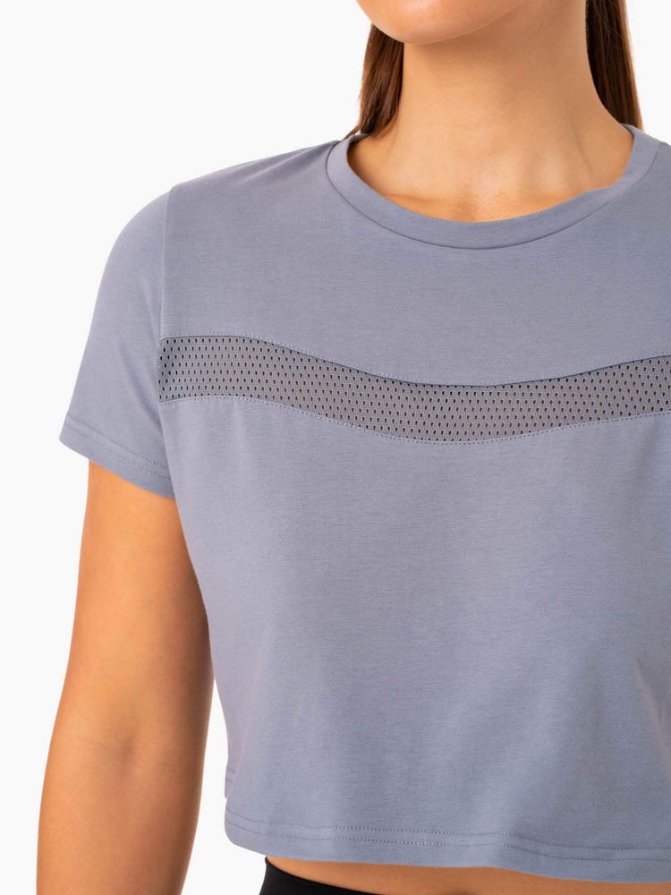 Ryderwear Hybrid Mesh Tee Blå | QWM-502694