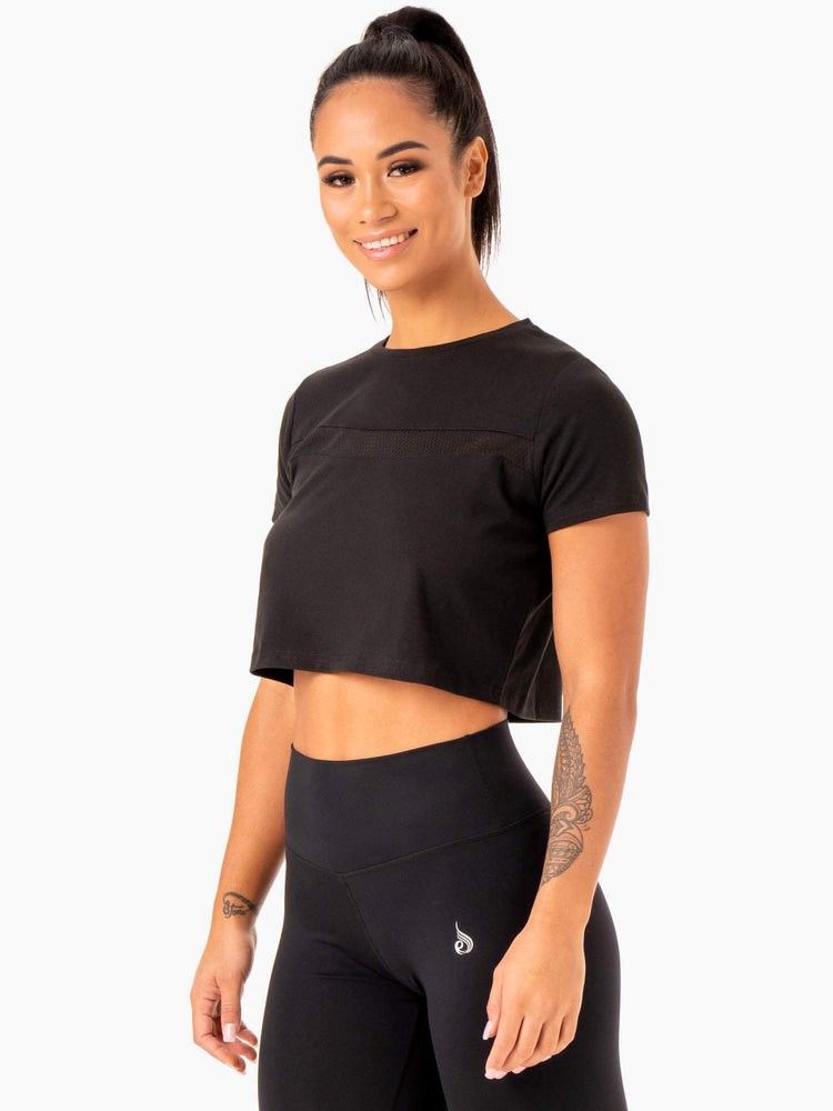 Ryderwear Hybrid Mesh Tee Svarta | ERW-628435